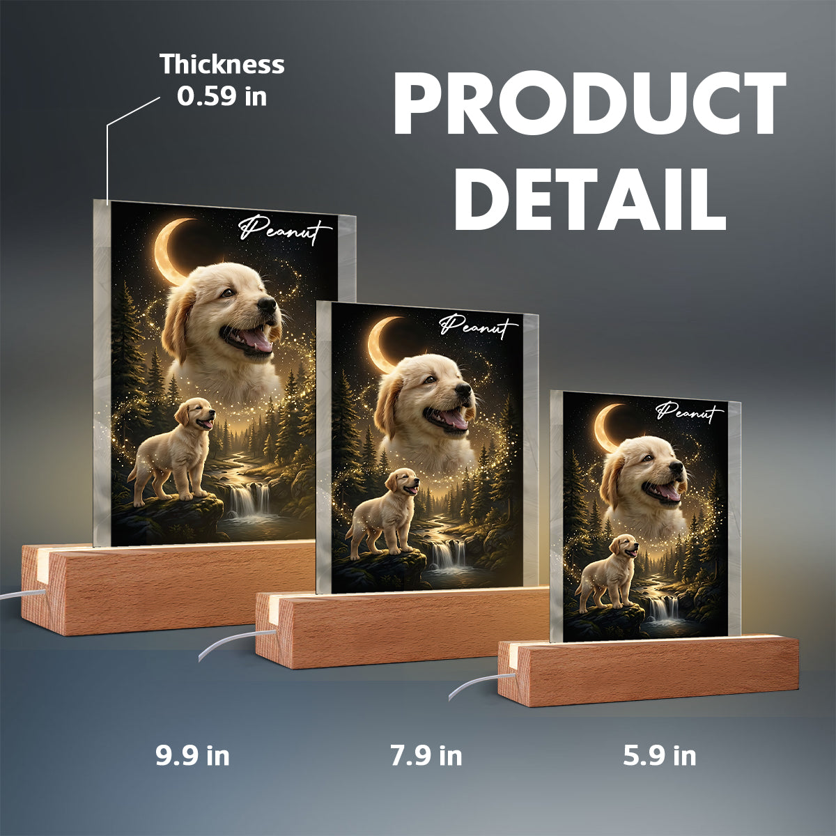 Dog Howling to the Moon - Personalized Acrylic Block LED Night Light - Gift for Dog, Cat Lovers, Pet Memorial Gift, Christmas Gift for Her, for Him