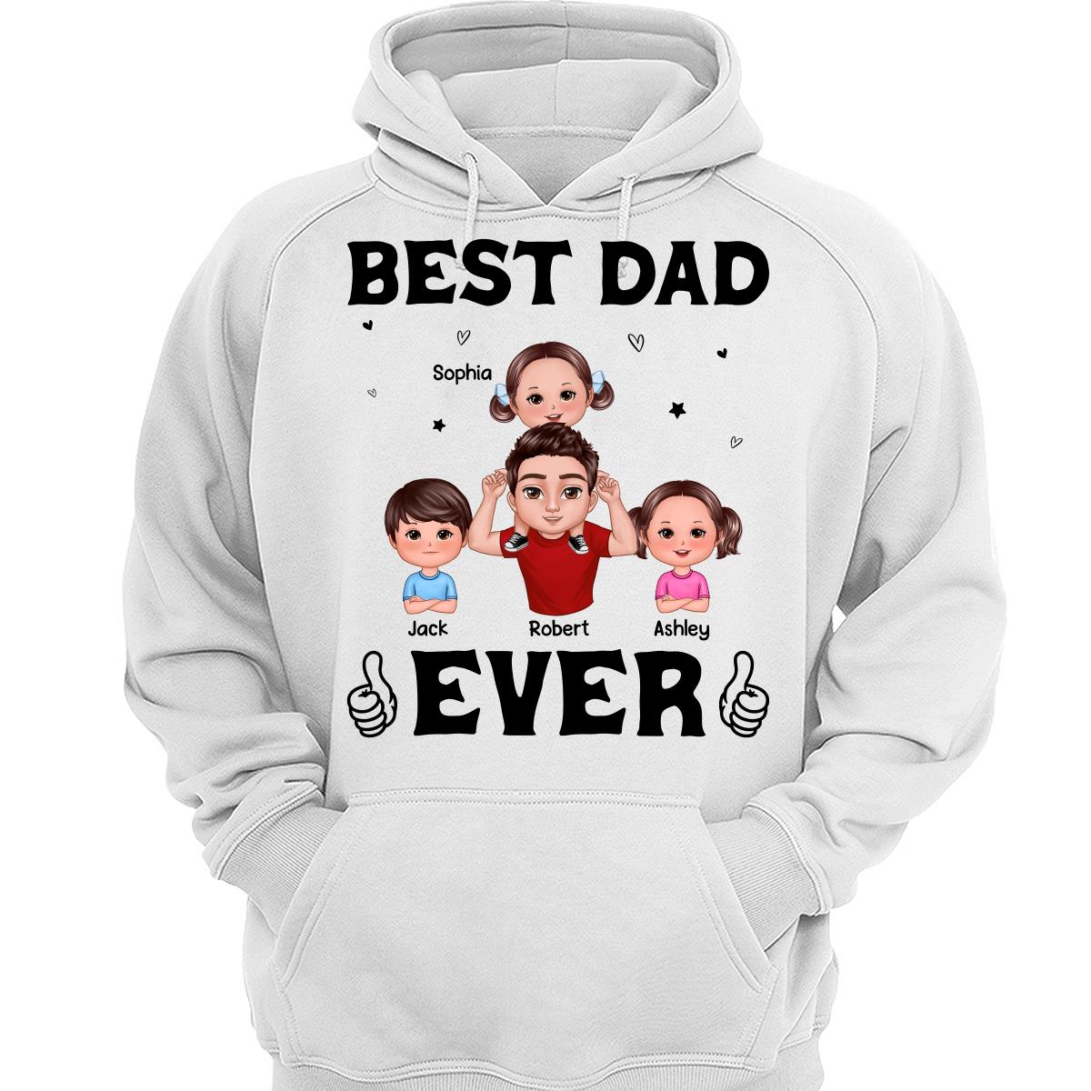 Doll Dad And Kid Piggy Back Best Dad Ever Personalized Shirt