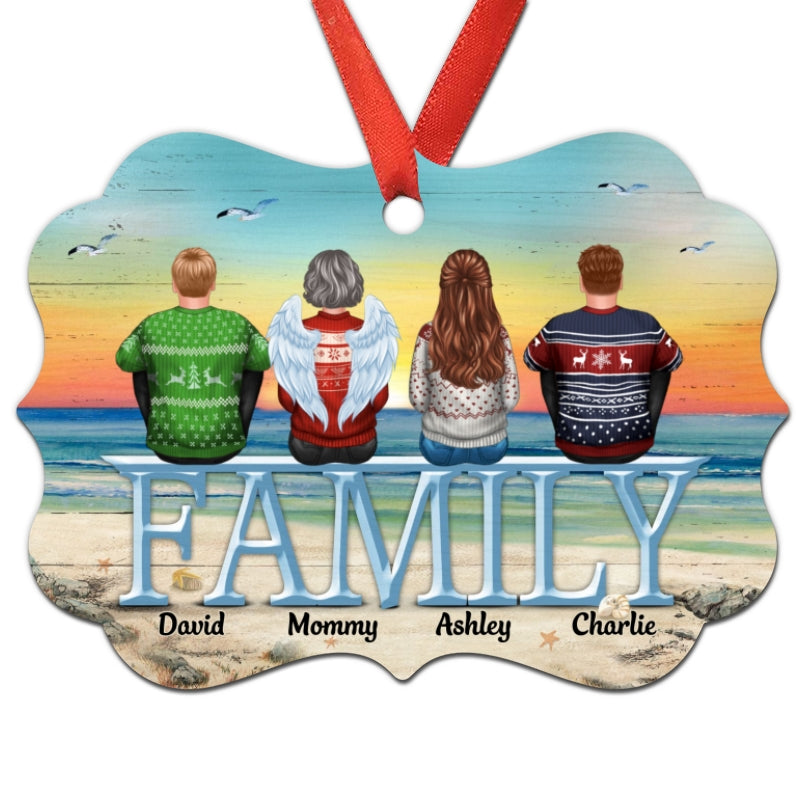 Memorial Beach Personalized Family Christmas Ornament