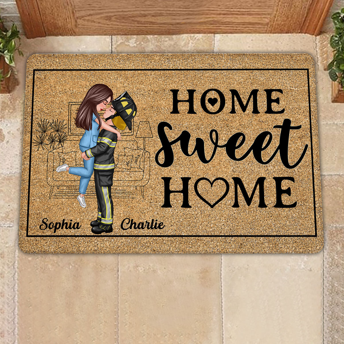 Couple Valentine‘s Day Gifts by Occupation Gift For Her Gift For Him Firefighter, Nurse, Police Officer Personalized Doormat