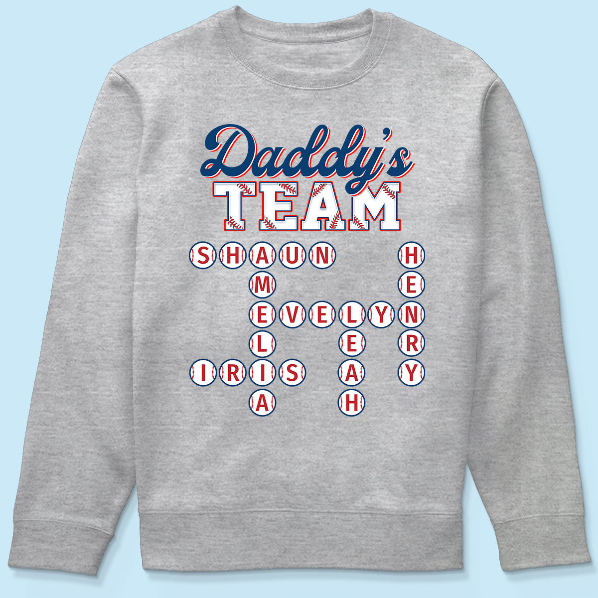 Baseball Daddy's Team Crossword Puzzle Art Personalized Shirt