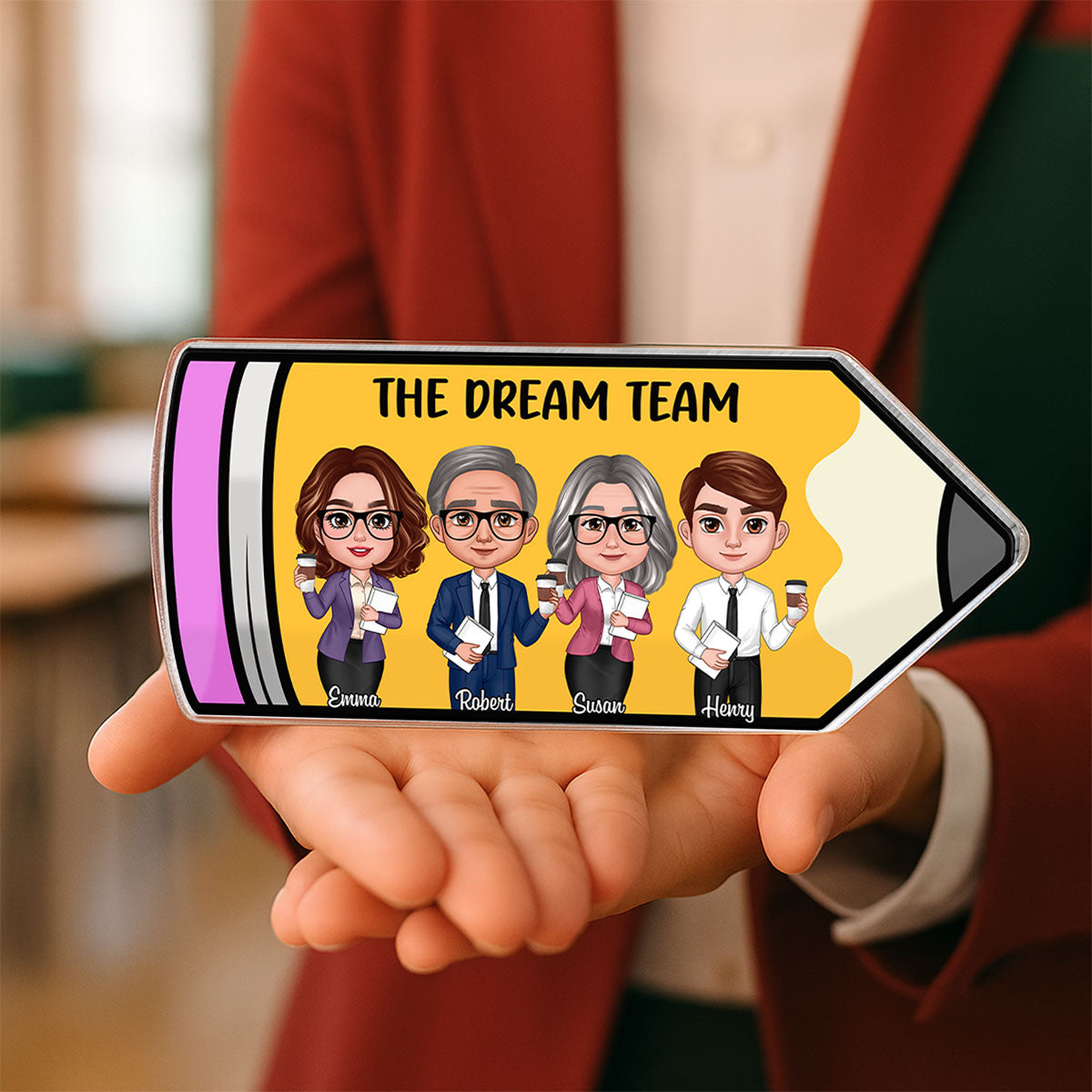 Doll Teacher Best Friends Colleagues Pencil Personalized Acrylic Block, Back To School Gift, Teacher Appreciation Gift
