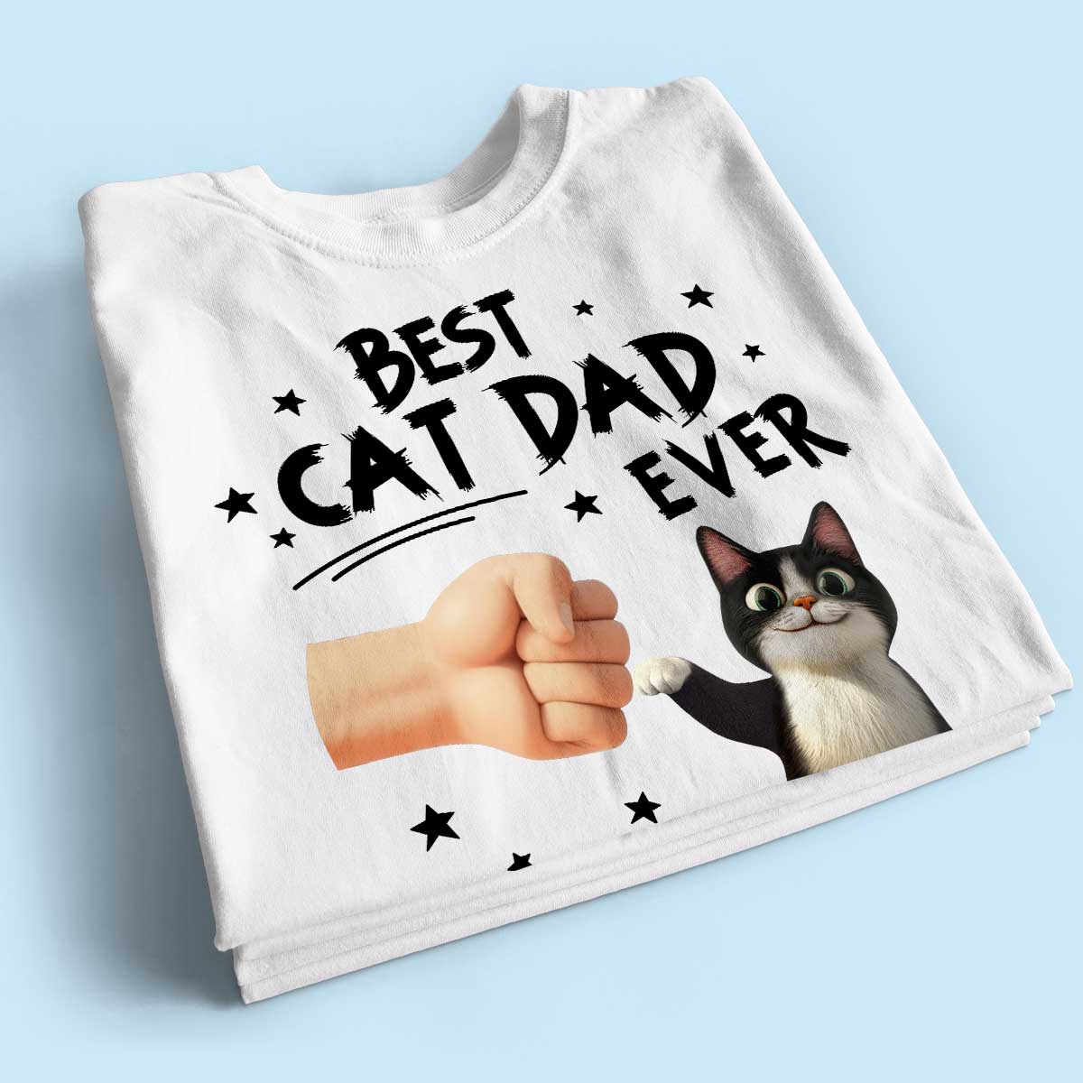 Best Cat Dad Ever Custom Cat Fist Bump Personalized Shirt, Gift for Cat Dads