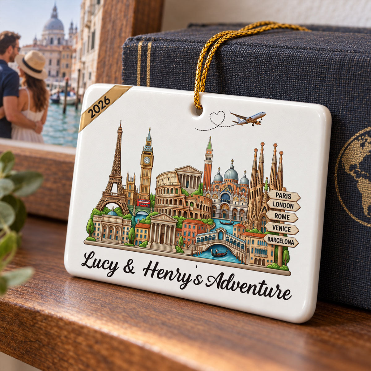 Travel Destinations The Places You've Been Landmarks - Personalized Ceramic Ornament - Traveling Destination Keepsake, Christmas Gift For Traveling Lovers