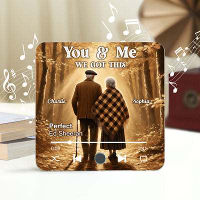 Old Couple Walking In The Forest Personalized Music Fridge Magnet, Heartfelt 2025  Gift For Couple, For Him, For Her, Boyfriend, Girlfriend, Husband, Wife