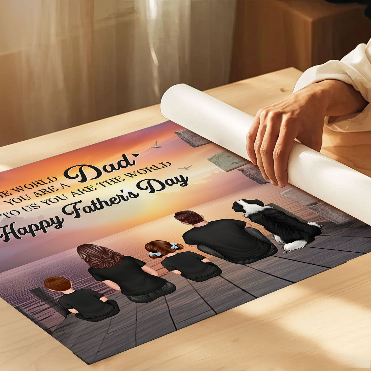 Dad And Family Sitting Sign Posts Personalized Poster, Heartfelt Father's Day Gift For Dad, Husband