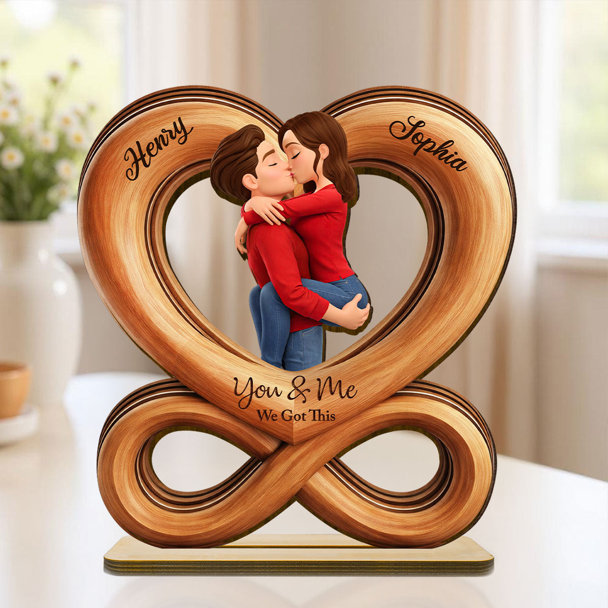 Forever Us Infinity Love - Personalized 2-Layered Wooden Plaque - Anniversary, Valentine's Day Gift, Gift For Him, Gift For Her