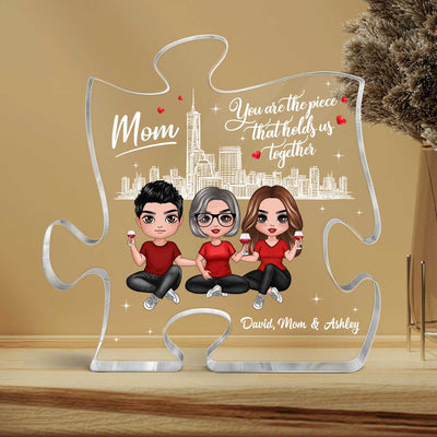 Mom The Piece Holds Us Together Skyline Personalized Acrylic Puzzle Plaque Mother‘s Day Gift For Mom