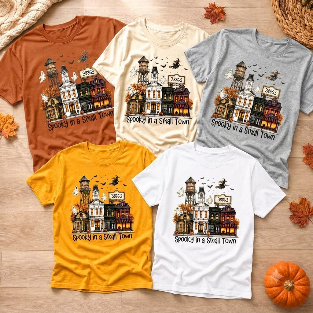 Custom Zip Code Halloween Town - Personalized Shirt - Custom Town Name, Spooky Village Fall