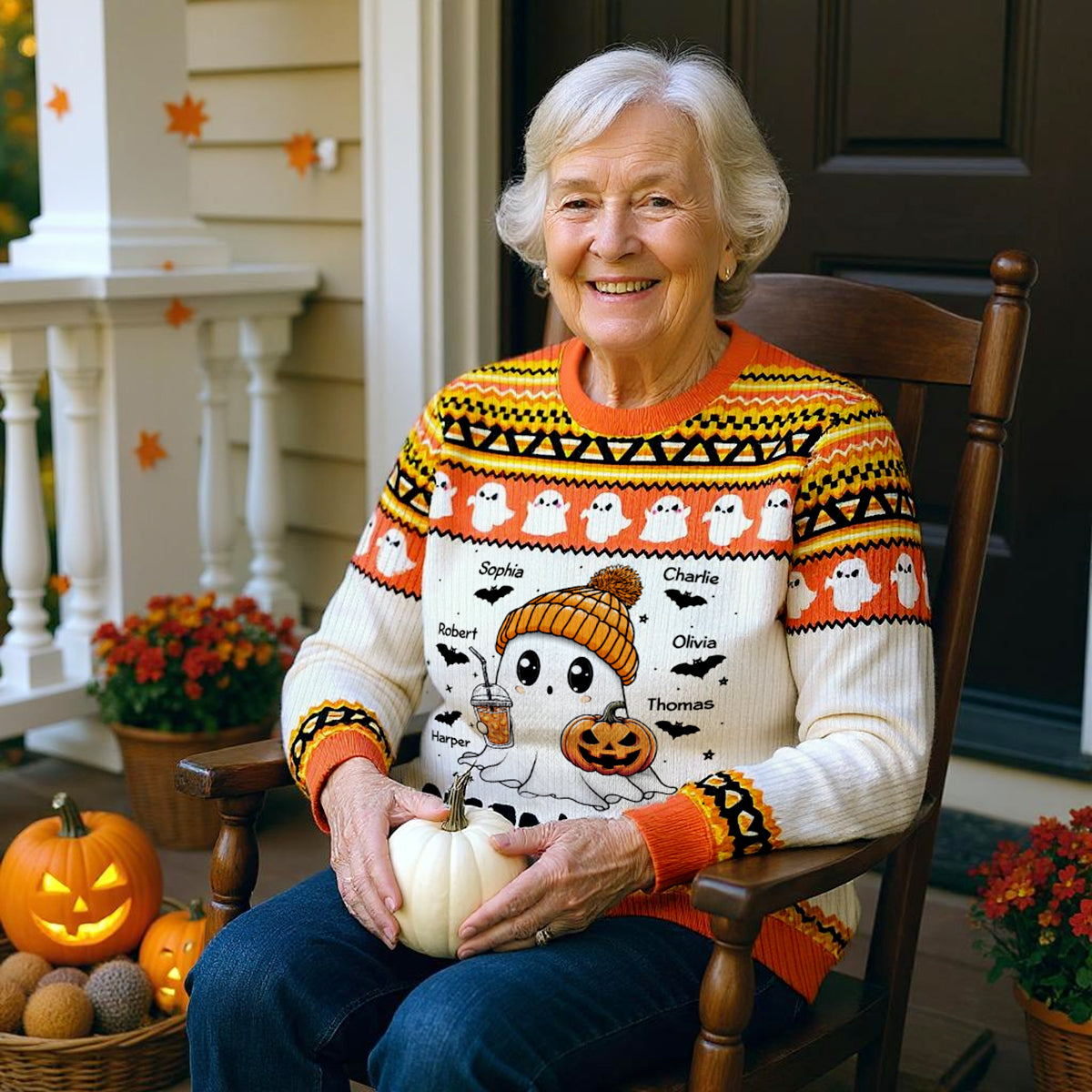 Halloween Grandma Boo Personalized Sweater