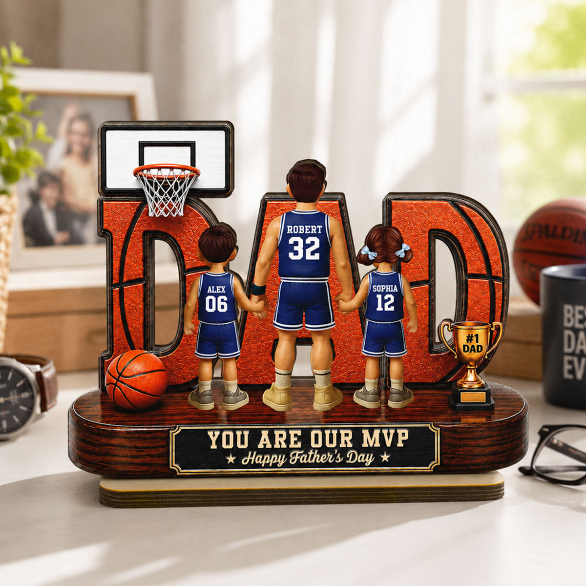 Basketball Dad Legend You Are Our MVP - Personalized 2-Layered Wooden Plaque -  Gift For Dad
