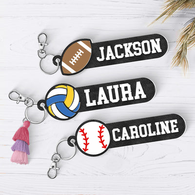 Baseball, Basketball, Softball, Soccer, Football Sports Personalized Keychain, Bag Tag, Name Tag - 2 Layered Acrylic Keychain