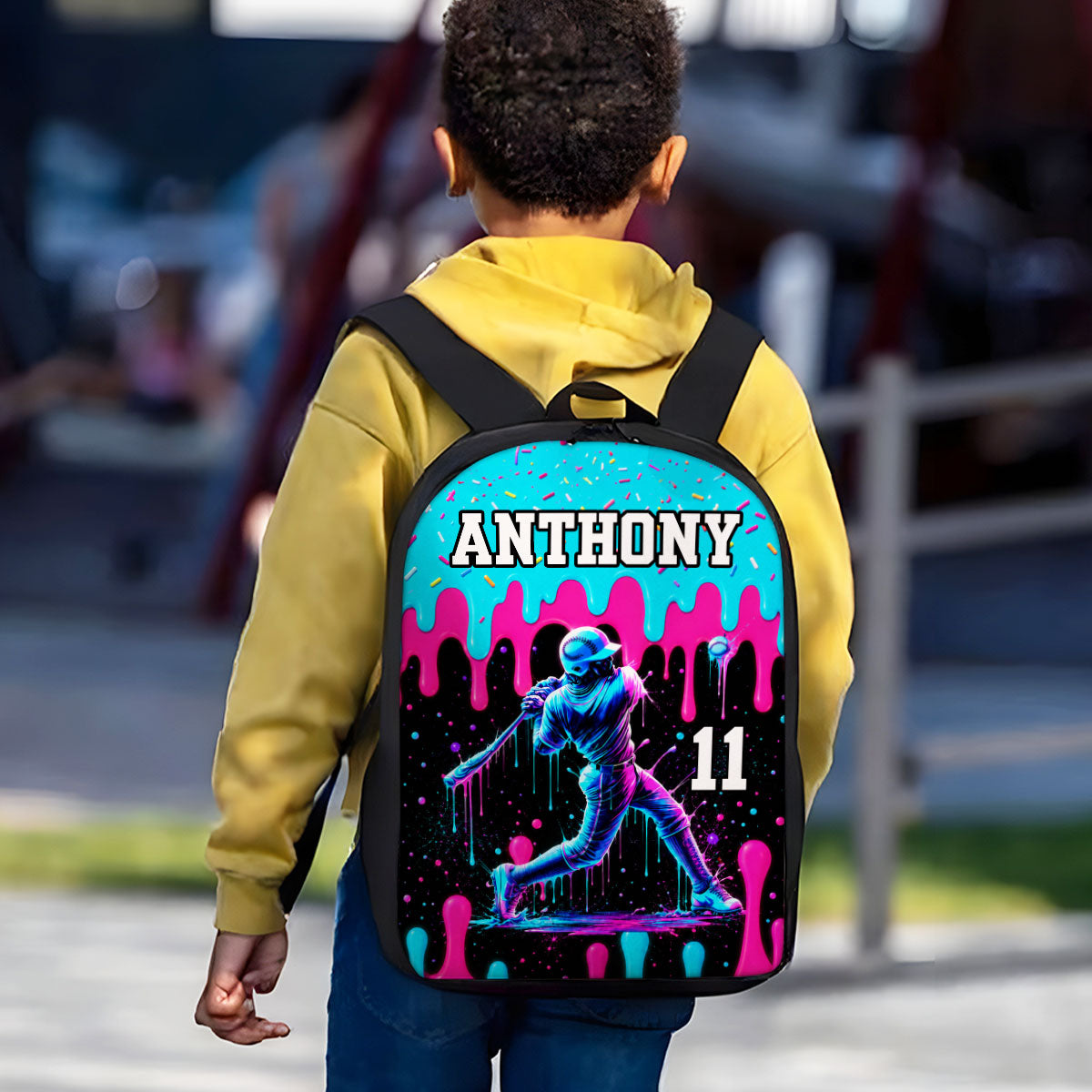 Baseball Drip Custom Name & Number - Personalized Backpack - Back To School Gift For Baseball Lovers, Baseball Players