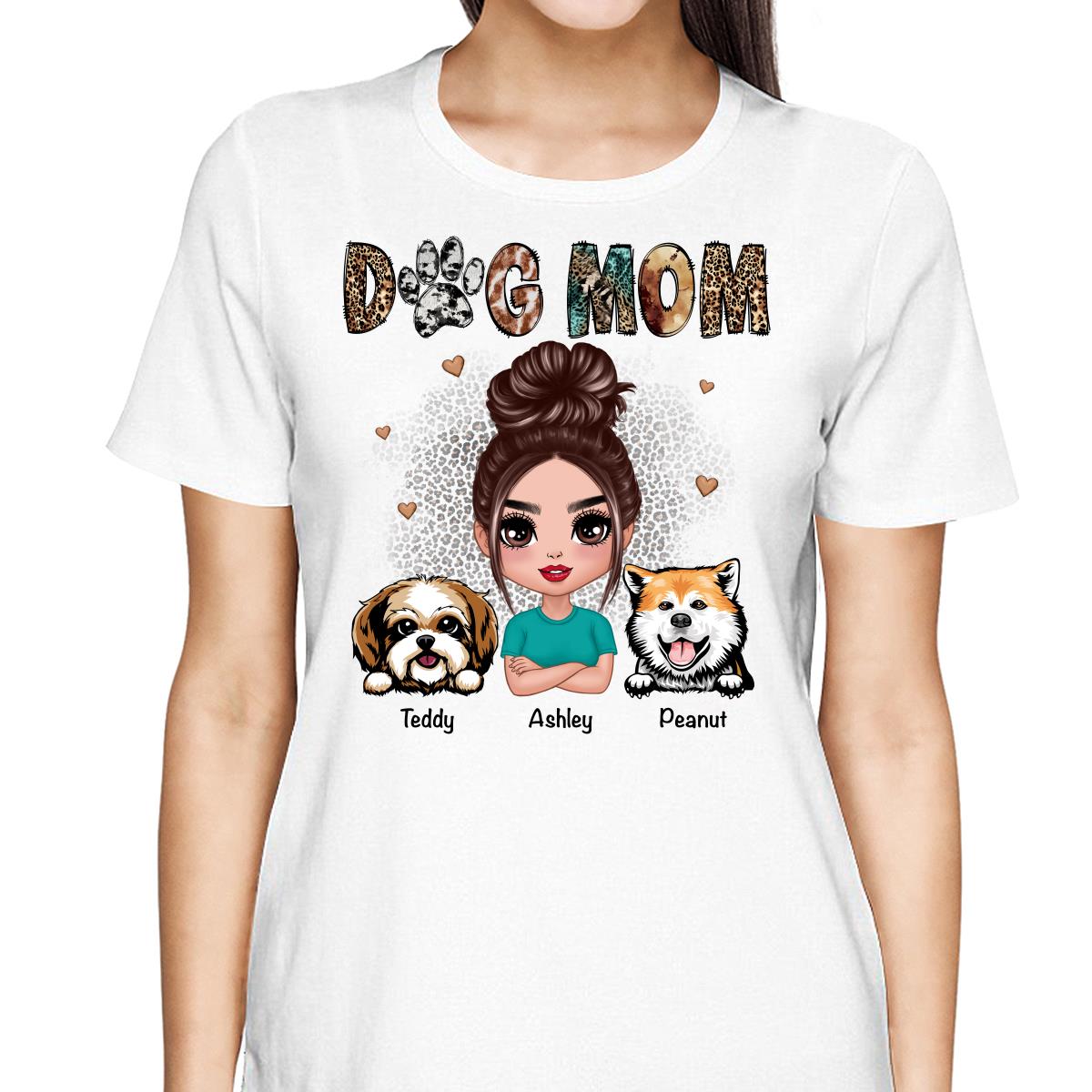 Animal Patterns Dog Mom Peeking Dogs Personalized Shirt