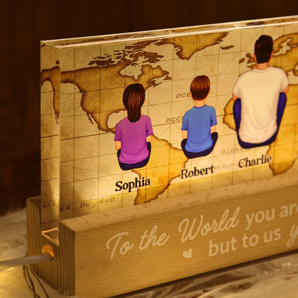 Dad You Are The World Personalized LED Night Light, Gift For Father‘s Day