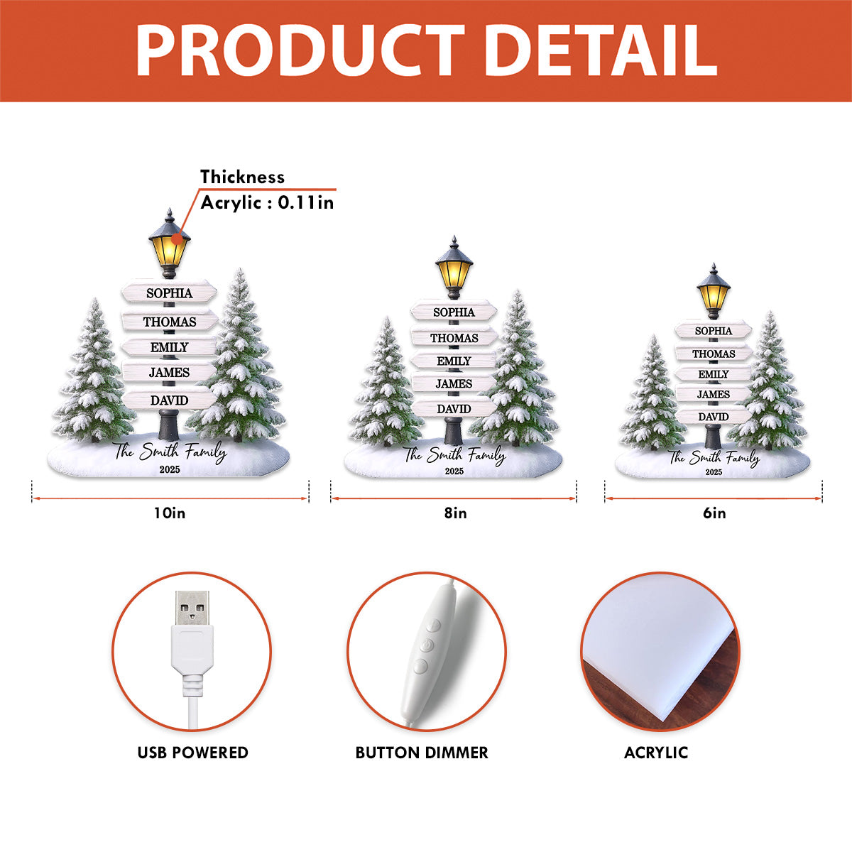 Christmas Family Lamp Posts Directional Signs - Personalized Light Box - Gift For Family