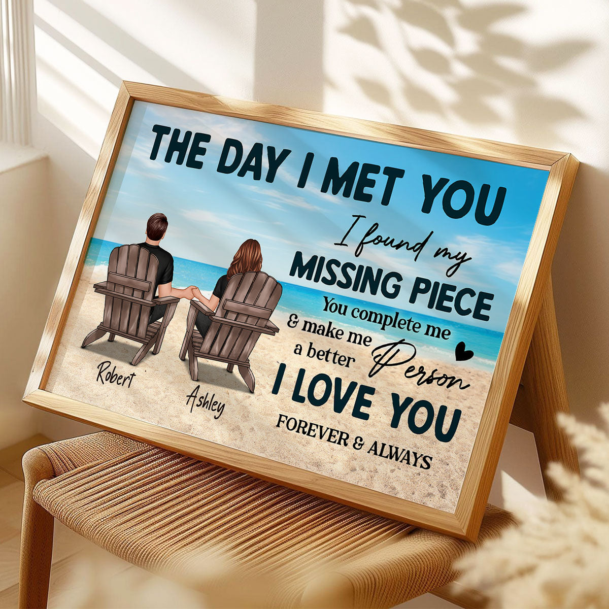 Couple Beach Landscape The Day I Met You Personalized Poster, Gift For Him, For Her