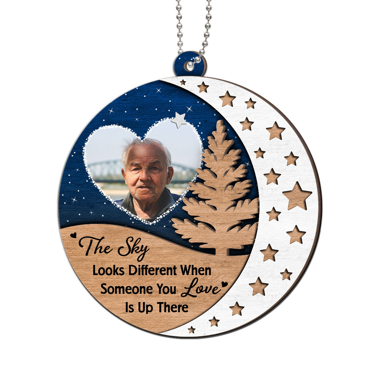 The Sky Looks Different Someone You Love Up There Memorial Christmas Personalized 2-Layer Wooden Ornament