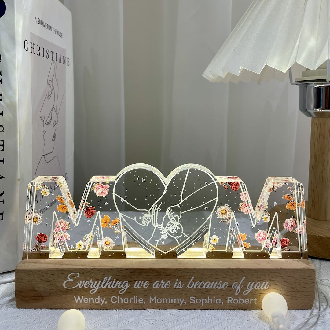 [EXCLUSIVE LIMITED EDITION] Mom Everything We Are Is Because Of You, Perfect Gift For Mom Personalized Acrylic Block LED Night Light