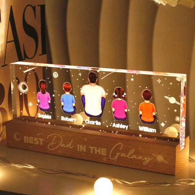 Best Dad In The Galaxy Personalized LED Night Light, Father's Day Gift For Dad, Husband