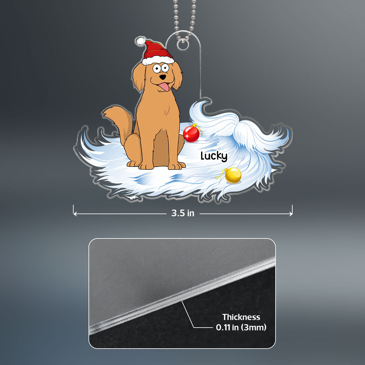 Santa Beard Funny Dog And Cat Personalized Acrylic Ornament