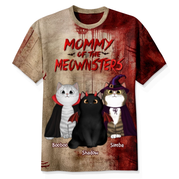 Halloween Horror Theme Cat Mom Cat Dad Of Meownsters Personalized 3D Shirt