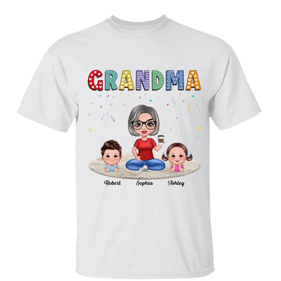 Grandma Grandkids Sitting On Carpet Personalized Shirt