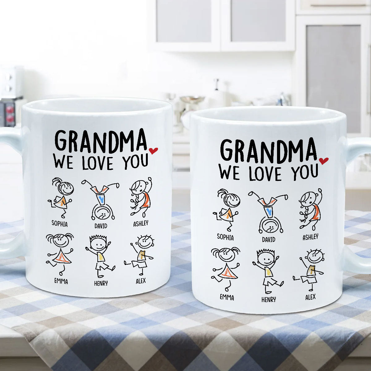 Drawing Kids We Love You Gift For Dad Mom Grandma Grandpa Personalized Mug