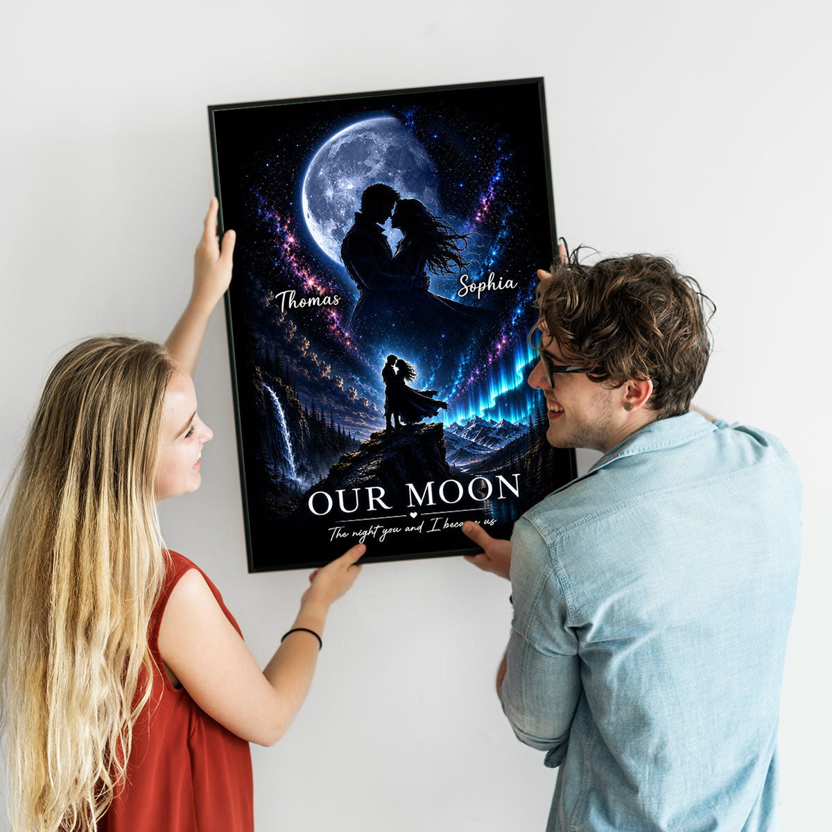 The Night You and I Became Us Custom Moon Phase by Date - Personalized Poster - Anniversary Gift for Her, for Him