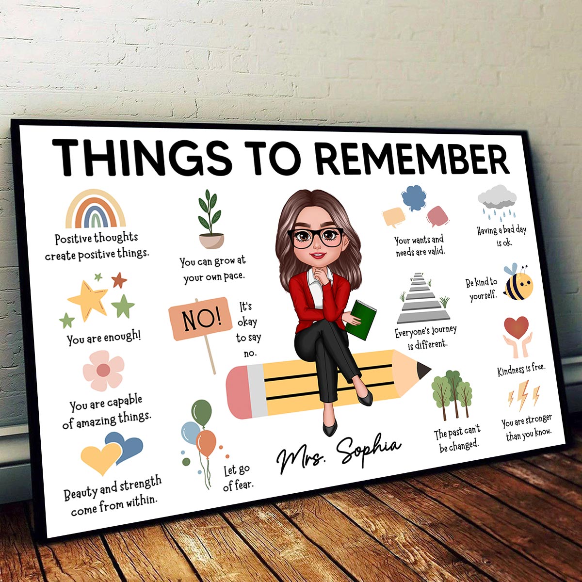 Things to Remember Gift For Teacher Personalized Poster, Appreciation Gift, Back To School Gift