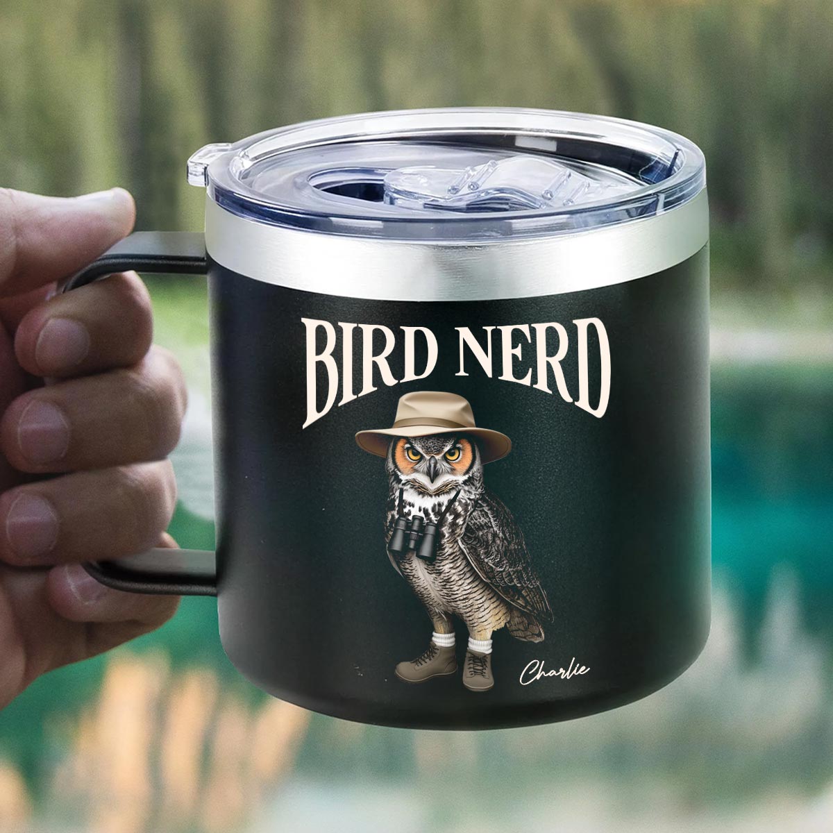 Bird Nerd Funny Bird Watcher, Bird Twitcher Gift for Bird Lover Personalized Stainless Steel Tumbler With Handle