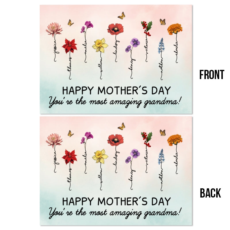 Happy Mother‘s Day Beautiful Birth Month Flower Gift For Grandma Mom Personalized Postcard