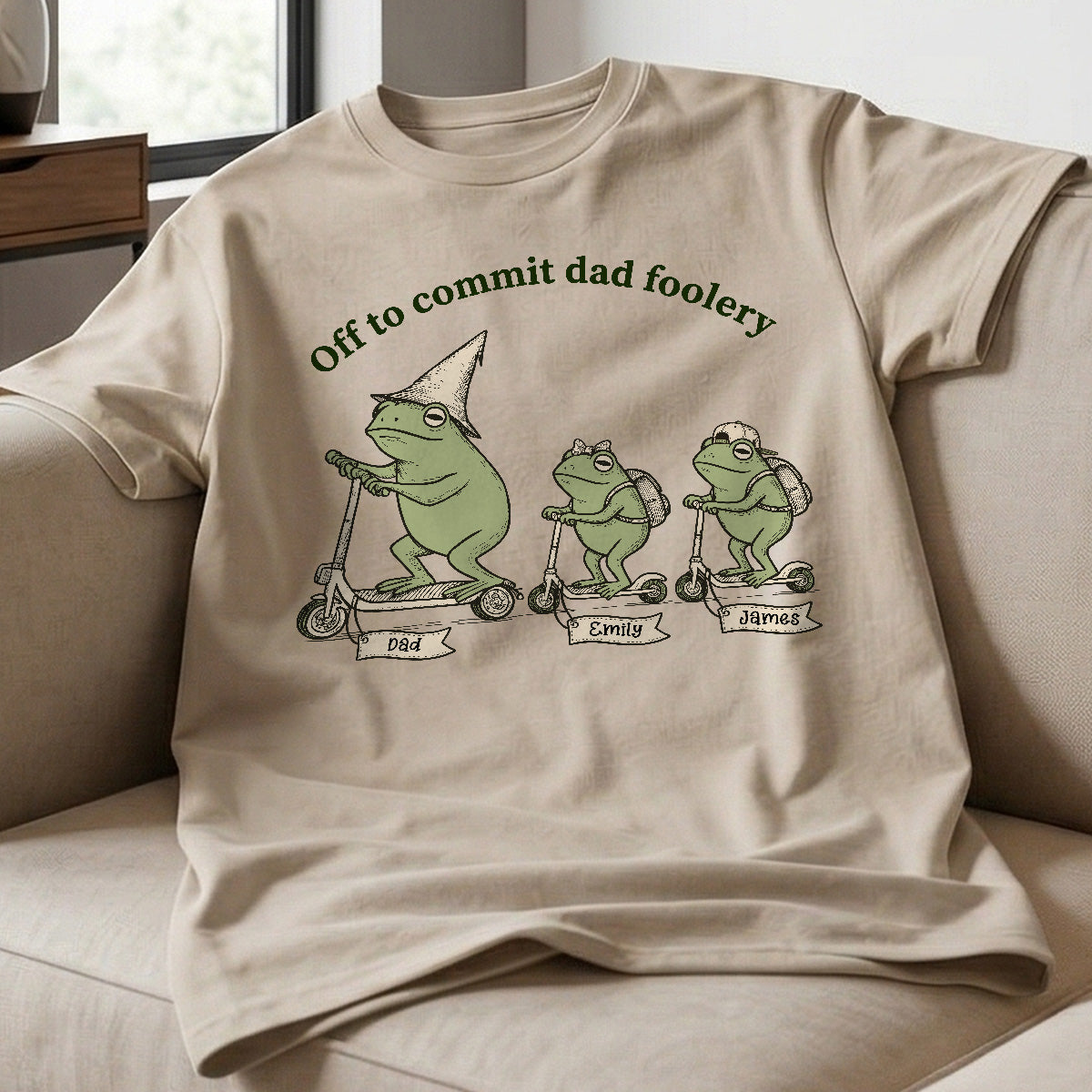 Off To Commit Dad Foolery Cottagecore Frog Dad & Kids - Personalized Shirt - Funny Father's Day Shirt For Husband