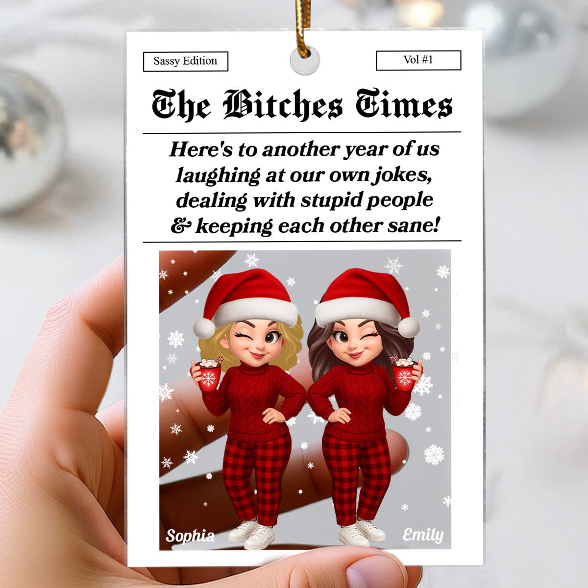 Funny Christmas Pretty Besties Magazine Edition - Personalized Acrylic Ornament - Gift For Best Friends
