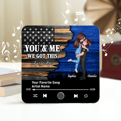 Hero Couple Hugging Kissing Favorite Song Personalized Music Fridge Magnet,  Gift Gift For Her Gift For Him