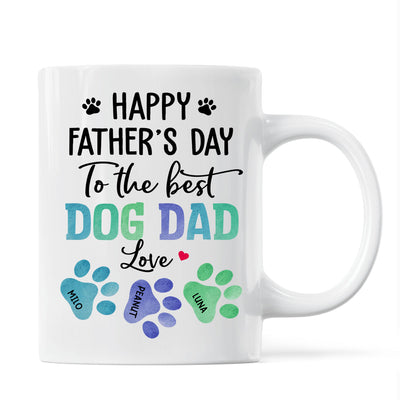 Happy Father‘s Day Best Dog Dad Watercolor Paws Personalized Mug