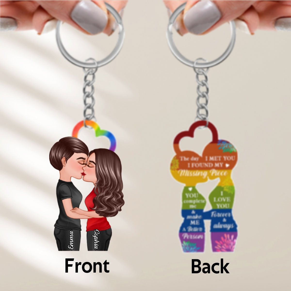 LGBTQ Couple Kissing Personalized Acrylic Keychain, Pride Month gift
