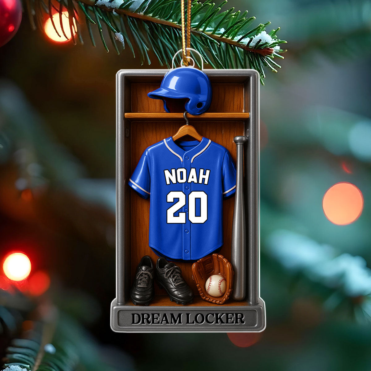 Baseball Softball Jersey Dream Locker - Personalized Acrylic Ornament - Christmas Gift for Sons, Grandsons, Boyfriends