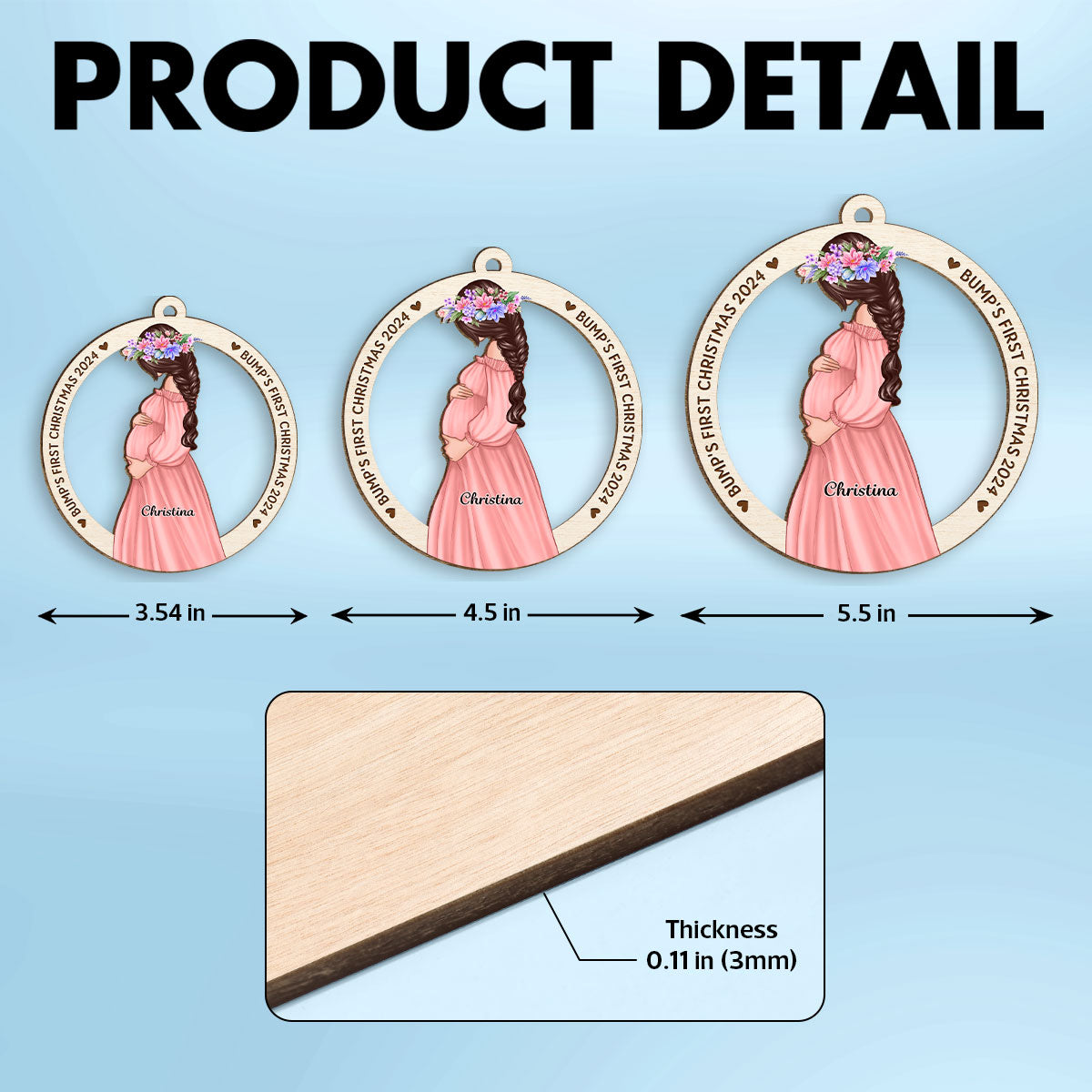 Baby Bump’s First Christmas Ornament Gift Expecting Mommy to Be Christmas Pregnancy Wooden Ornament