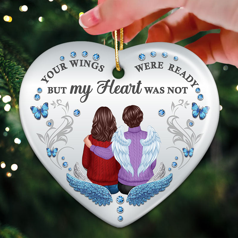 Memorial Blue Stone Metal Pattern Personalized Heart Ornament