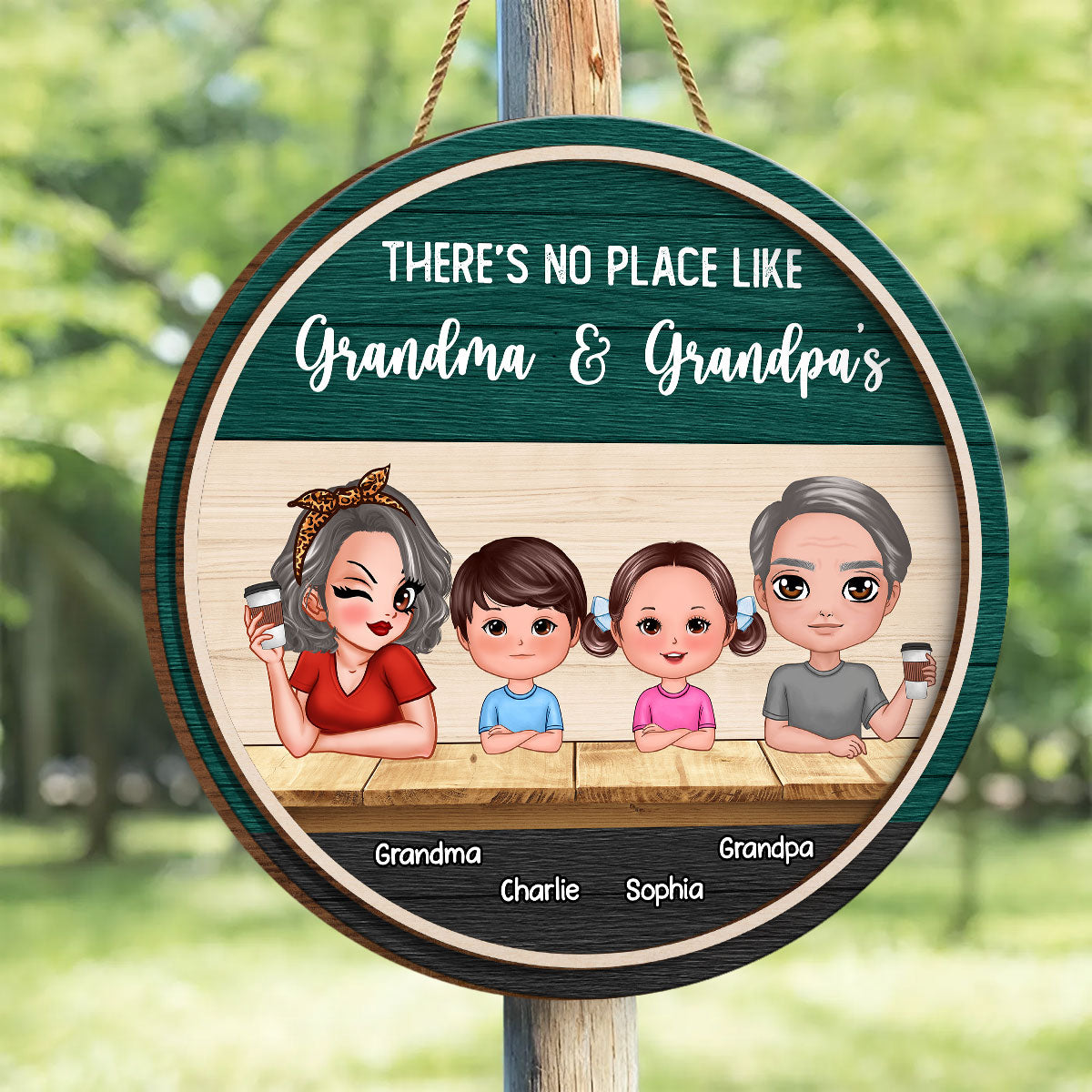 No Place Like Grandma Grandpa's House, Personalized 2 Layer Wooden Door Sign, Home Decor
