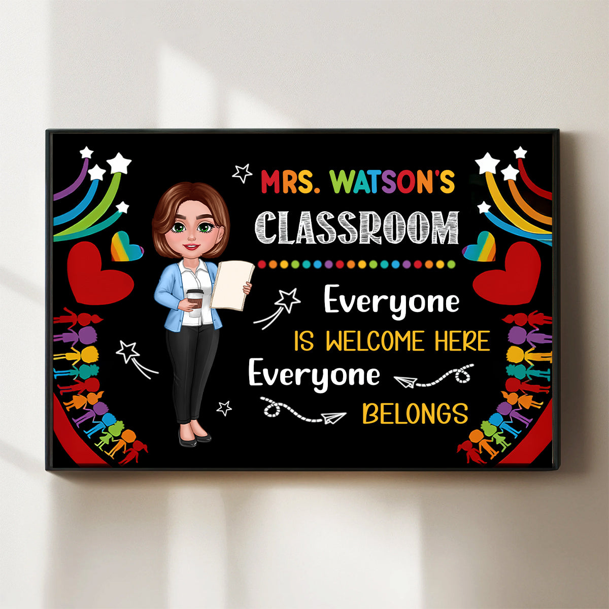 Teacher Classroom Everyone is Welcomed Here Personalized Poster, Back to School Gift for Teacher