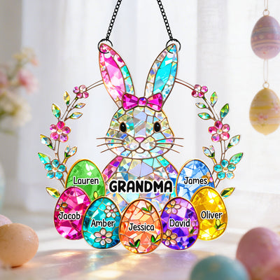 Bunny Grandma Easter Gift - Personalized Acrylic Window Hanging - Easter Gift, Mother's Day Gift for Grandma, Mom, Wife