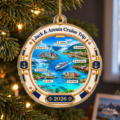 Cruise Destinations Porthole 2D Flat Printed - Personalized Acrylic Ornament - Cruise Trip Keepsake, Christmas Tree Decor For Family, Couples