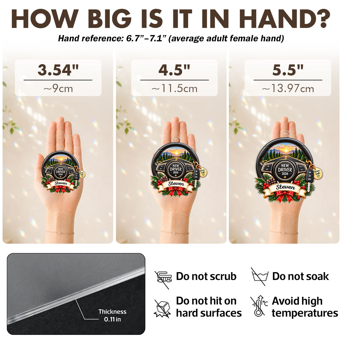 Custom Name New Driver - Personalized Acrylic Ornament - First Car New License Driving Keepsake Gift For Boy Girl