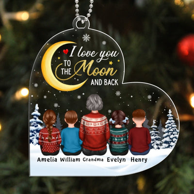 Grandma Grandkids To The Moon Heart Personalized Acrylic Ornament