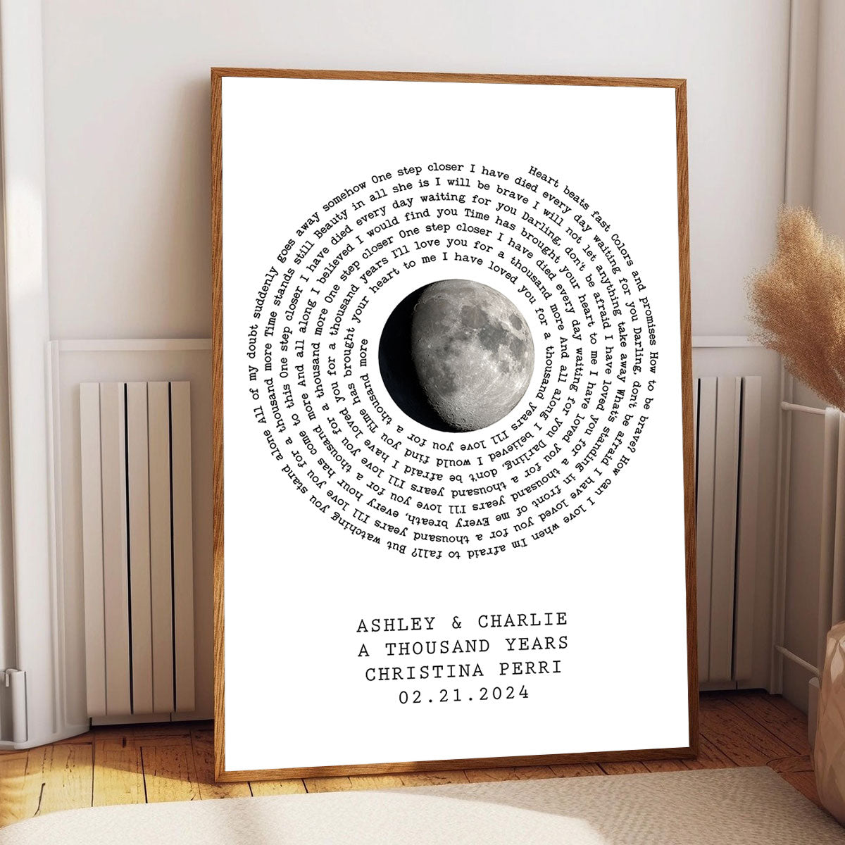Couple Custom Moon Phase Anniversary Date Favorite Song Lyrics Vinyl Record Personalized Poster, Anniversary Gift, Wedding Gift For Couple
