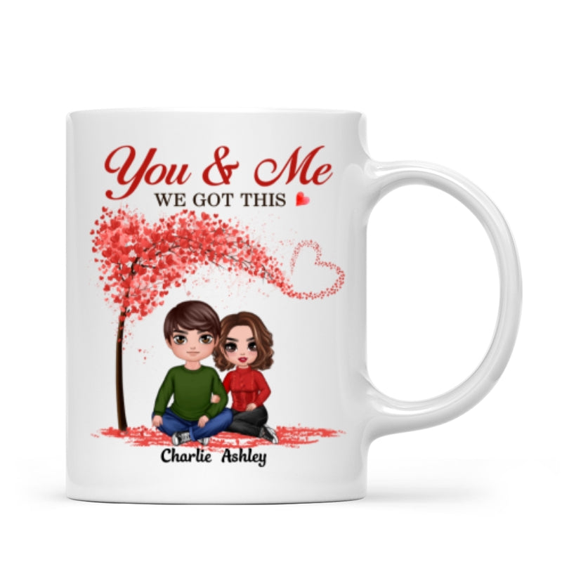 Embracing Couple Under Tree Personalized Mug