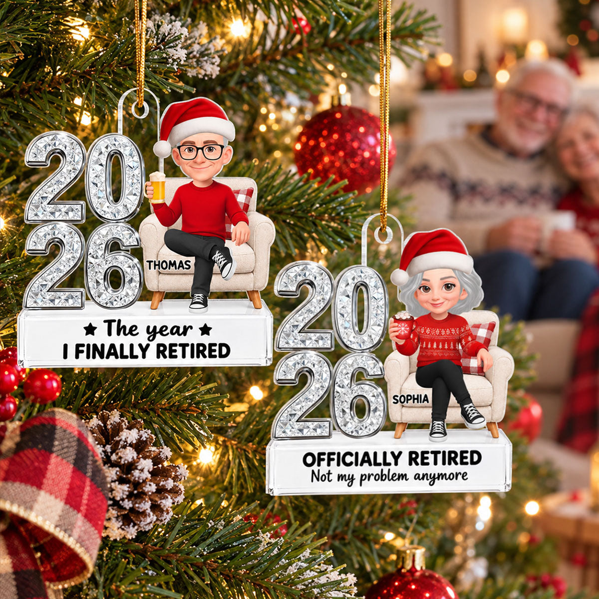 Officially Retired Not My Problem Anymore The Year I Finally Retired - Personalized Acrylic Ornament - Christmas Gift, Retirement Gift