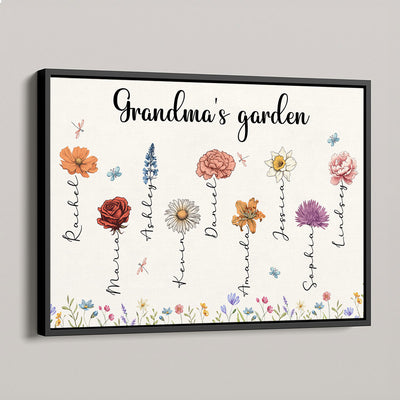 Vintage Grandma's Garden Birth Month Flowers Personalized Poster, Gift For Grandma, Mom